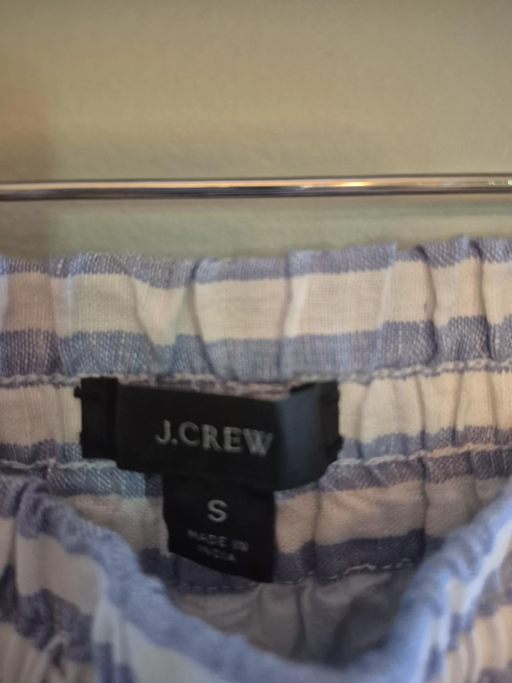 J Crew Striped Womens Linen Wide-Leg Pants in Blue and White Sz Small